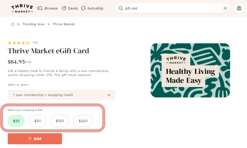 Gift Cards  Thrive Market