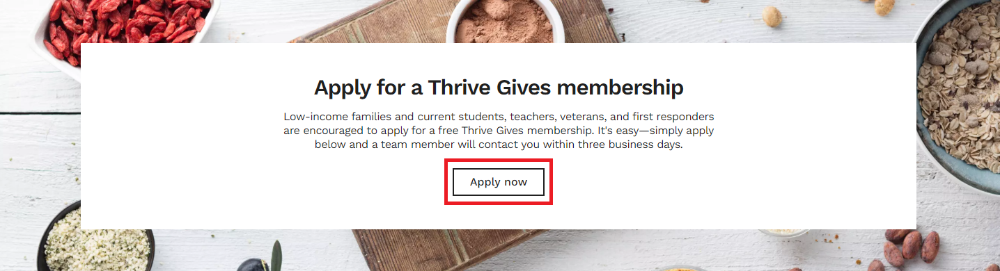 How do I apply for a free membership through Thrive Gives? – Thrive Market