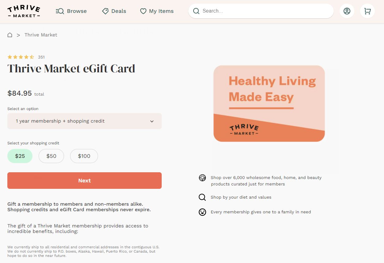 Gift Cards  Thrive Market